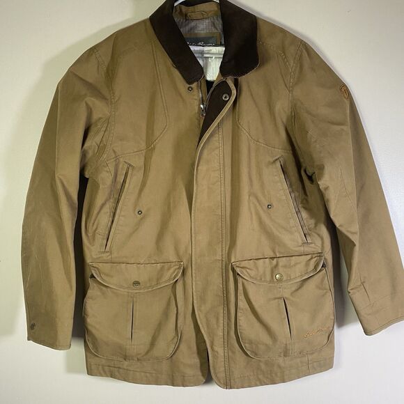 Eddie Bauer Jacket Men's Large Brown Chore Coat Barn Field Corduroy Collar - Picture 1 of 16
